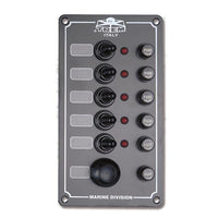 Pannello elettrico 5 interruttori stagni spie luminose + pulsante tromba