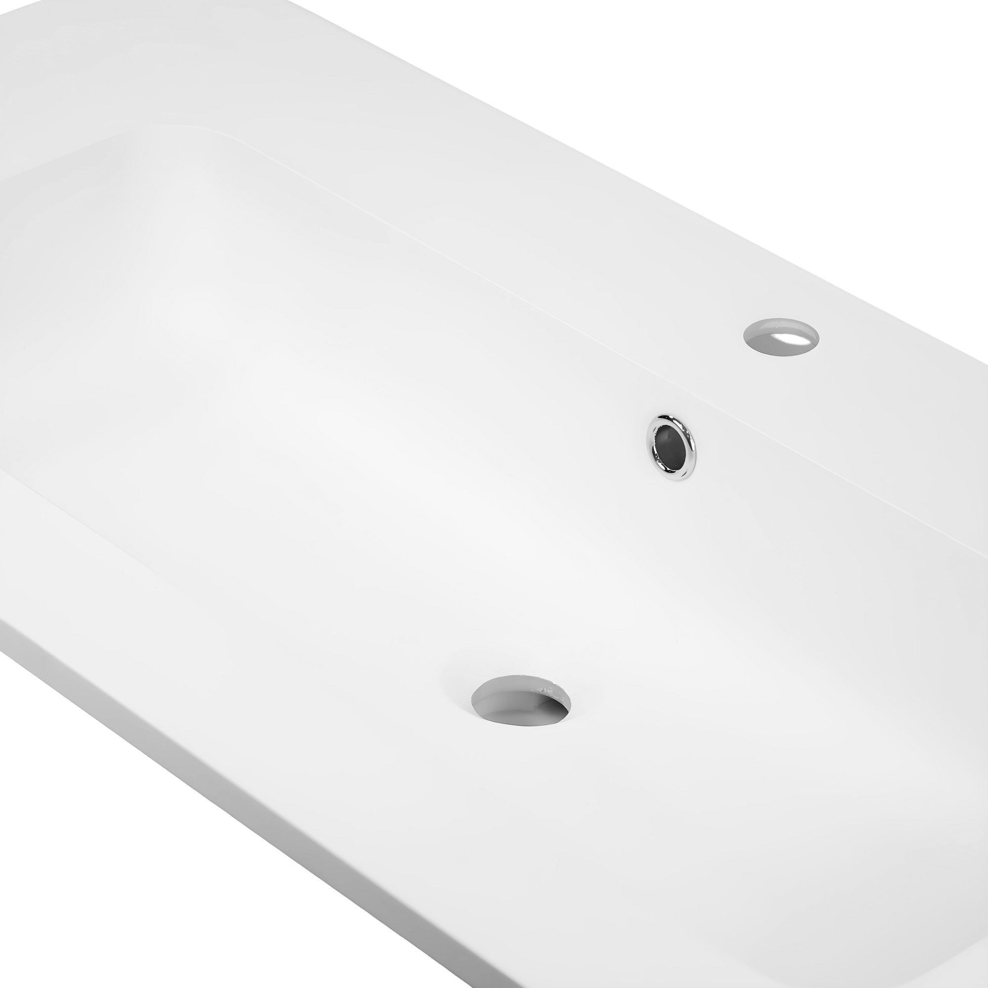 Lavabo ad incasso mineral marmo colore bianco opaco mobile composizione bagno *** misure 91x46 cm, confezione 1