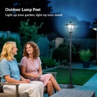 Lampada da Giardino Lampada da Terra Lampione LED da Esterno Energia Solare Impermeabile IP44, 18x18x160 cm, Nero