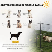 Recinto per Cani a 6 Pannelli Modulabili da 80x1.5x60 cm in Acciaio Grigio Scuro con Porta di Ingresso