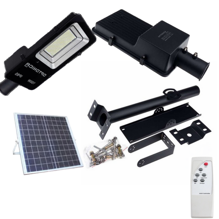 Lampione led ad energia solare con pannello solare separato + batteria 150 watt