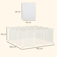 Recinto per Conigli, Cuccioli e Piccoli Animali Modulabile in Metallo e PP, 12 Pannelli da 35x45cm Bianco