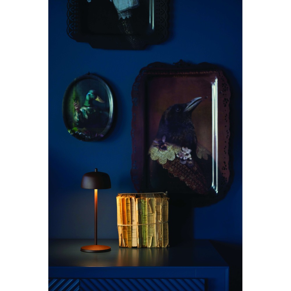 Zafferano Lampada a led da tavolo CIRCE Corten ricaricabile e dimmerabile