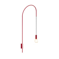 Zafferano - Lampada da Parete Filo, Orientabile 200°, Metallo Verniciato Lampadina E27 max 60W inclusa, H110cm - Rossa