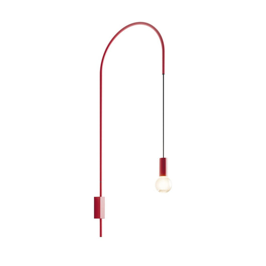 Zafferano - Lampada da Parete Filo, Orientabile 200°, Metallo Verniciato Lampadina E27 max 60W inclusa, H110cm - Rossa