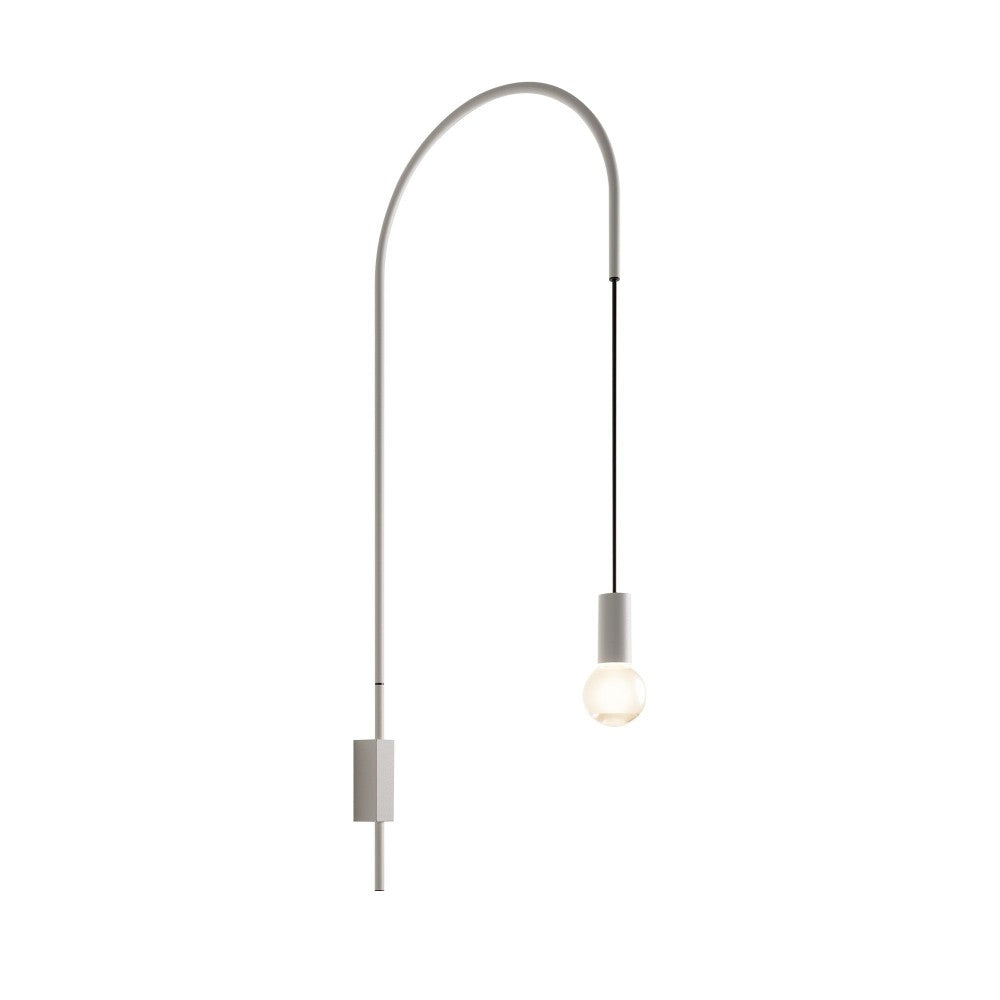 Zafferano - Lampada da Parete Filo, Orientabile 200°, Metallo Verniciato Lampadina E27 max 60W inclusa, H110cm - Bianca