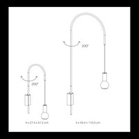 Zafferano - Lampada da Parete Filo, Orientabile 200°, Metallo Verniciato Lampadina E27 max 60W inclusa, H110cm - Rossa