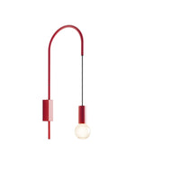 Zafferano - Lampada da Parete Filo, Orientabile 200°, Metallo Verniciato Lampadina E27 max 60W inclusa, H61cm - Rossa
