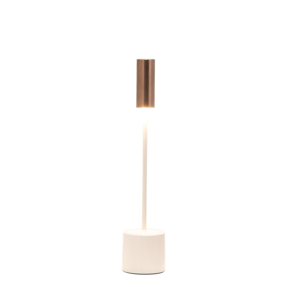 Zafferano - Lampada da tavolo ricaricabile Carolina Led dimmerabile Touch - Avorio Lucido e Bronzo Spazzolato
