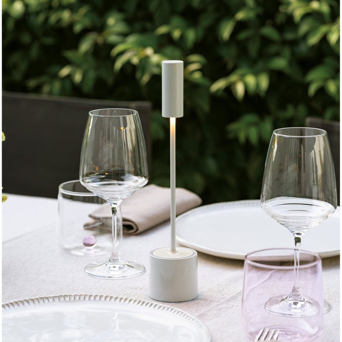 Zafferano - Lampada da tavolo ricaricabile Carolina Led dimmerabile Touch - Uso interno/esterno Autonomia 9h - Bianco Lucido