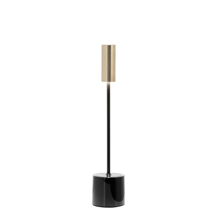 Zafferano - Lampada da tavolo ricaricabile Carolina Led dimmerabile Touch - Nero Lucido e Ottone Spazzolato