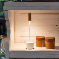 Zafferano - Lampada da tavolo ricaricabile Carolina Led dimmerabile Touch - Uso Interno/Esterno - Ottone Spazzolato