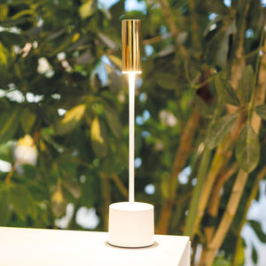 Zafferano - Lampada da tavolo ricaricabile Carolina Led dimmerabile Touch - Uso Interno/Esterno - Ottone Spazzolato