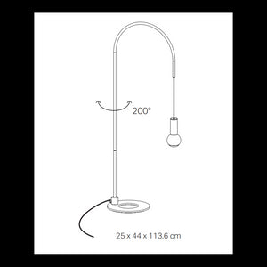 Zafferano - Lampada da Tavolo Filo con lampadina E27 max 60W inclusa, Orientabile 200°, H113 cm, Metallo Verniciato IP20 - Nera