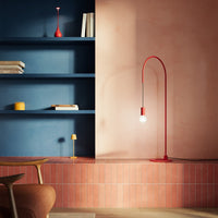 Zafferano - Lampada da Tavolo Filo con lampadina E27 max 60W inclusa, Orientabile 200°, H113 cm, Metallo Verniciato IP20 - Rossa