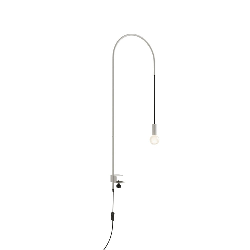 Zafferano - Lampada da Tavolo Filo con morsetto, Orientabile 200°, H152 cm, Metallo Verniciato Lampadina E27 max 60W inclusa - Bianca