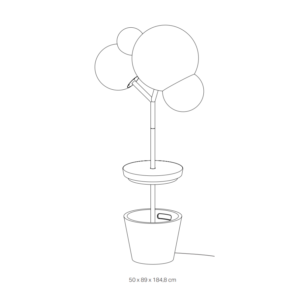 Zafferano - Lampada da terra Tree of Light per esterni e interni Nera - Piantana LED E27 - Piano d'appoggio regolabile