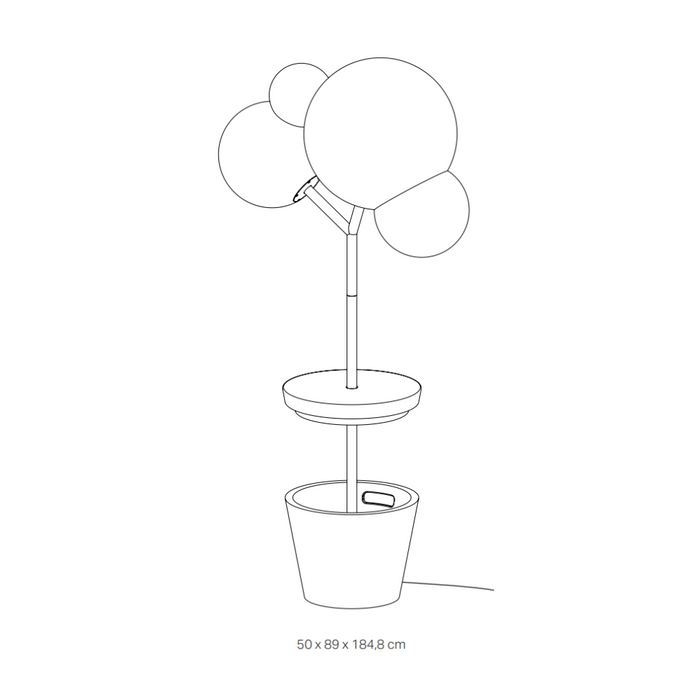 Zafferano - Lampada da terra Tree of Light per esterni e interni Nera - Piantana LED E27 - Piano d'appoggio regolabile