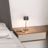 Zafferano OLIVIA PRO MICRO Lampada a led da tavolo Grigio scuro ricaricabile e dimmerabile
