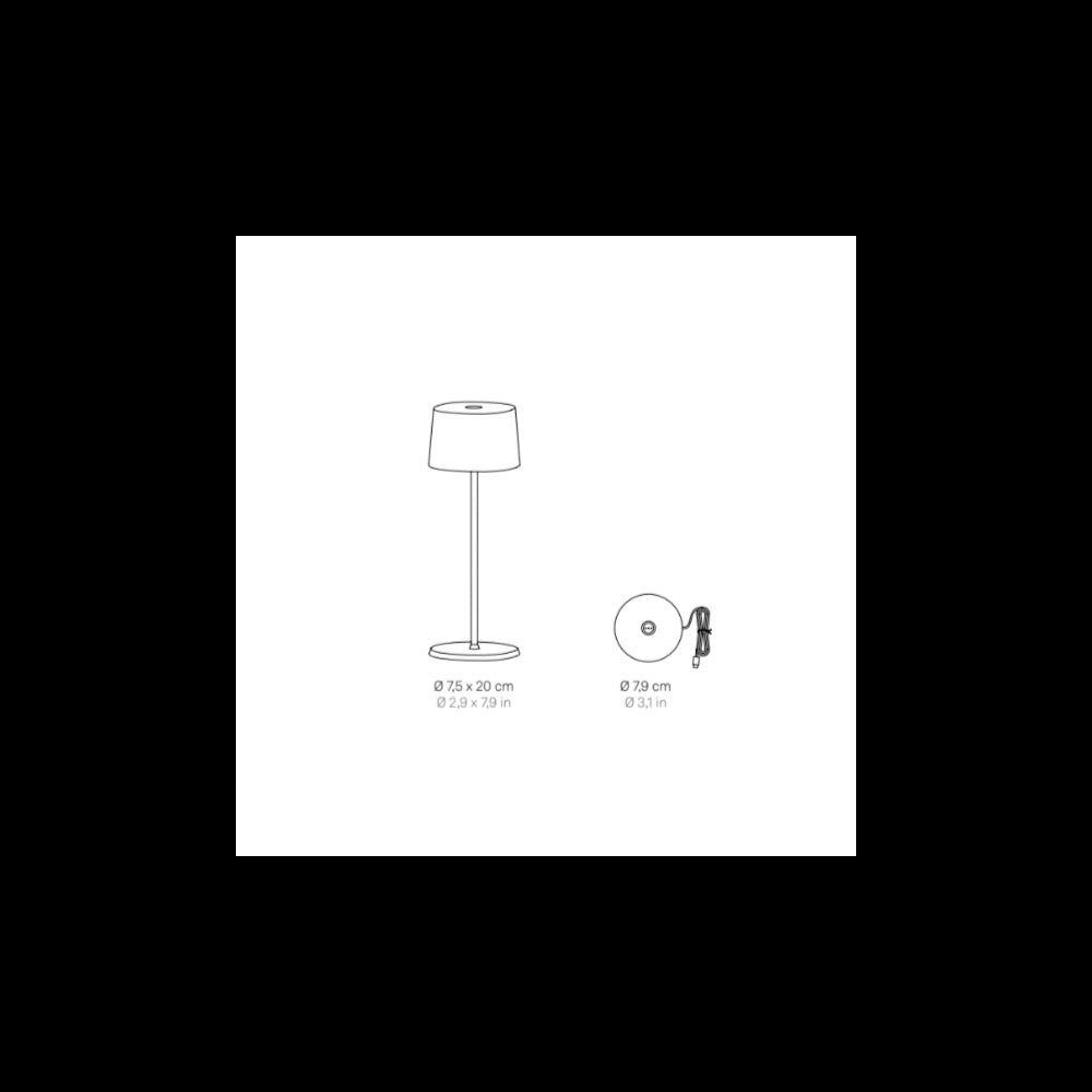 Zafferano OLIVIA PRO MICRO Lampada a led da tavolo Sabbia ricaricabile e dimmerabile