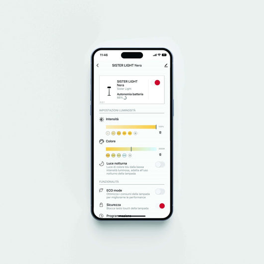 Zafferano SISTER LIGHT MINI Wi-fi Lampada a led smart da tavolo Bianco Perlato ricaricabile e dimmerabile
