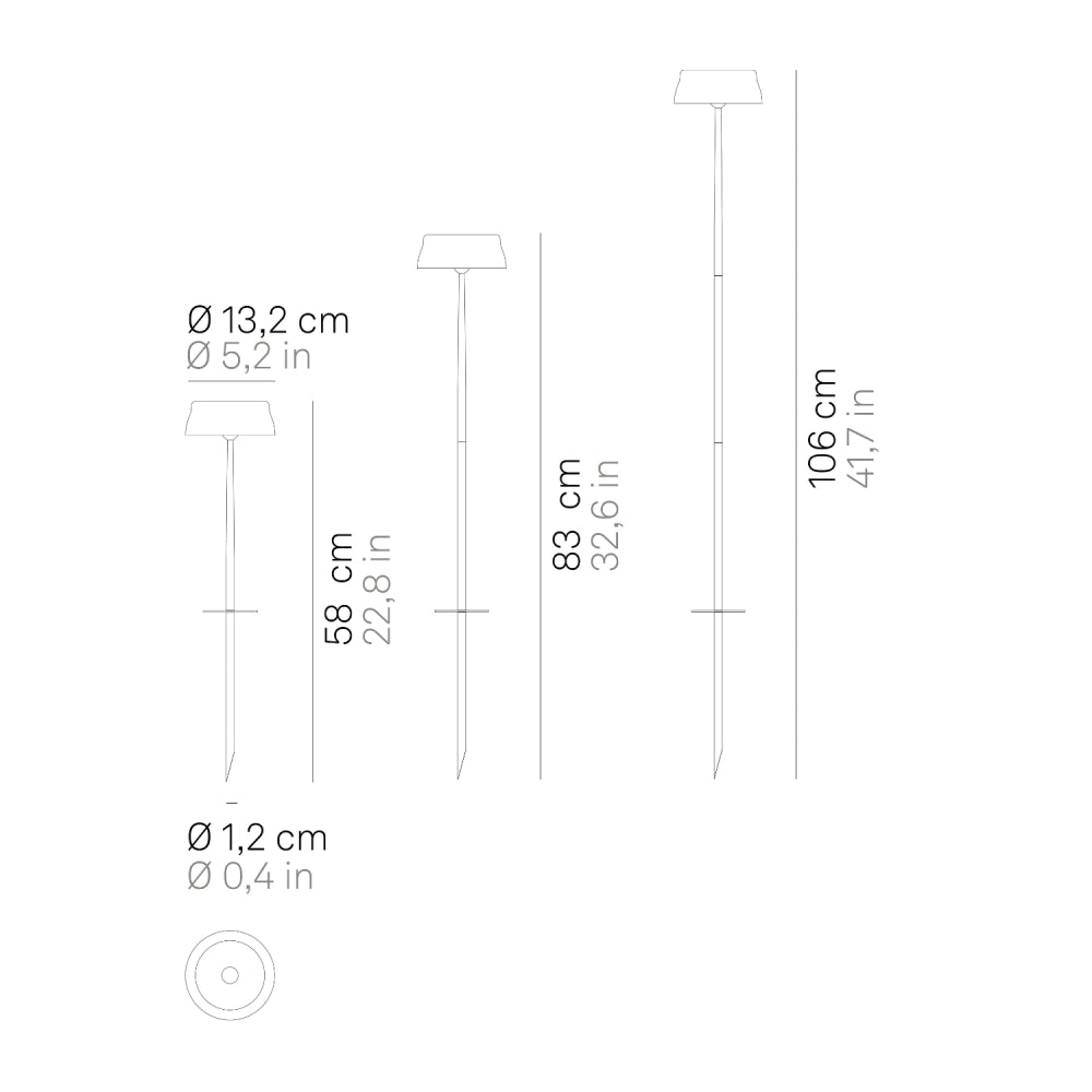 Zafferano SISTER LIGHT Picchetto Wi-fi Lampada da terra smart Rame ricaricabile e dimmerabile