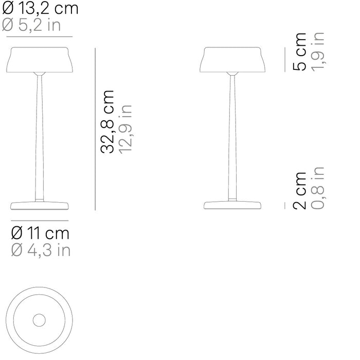 Zafferano Sister Light Wi-fi Lampada a led smart da tavolo Oro ricaricabile e dimmerabile - 2200-2700-3000-4000K 3,2W h33cm