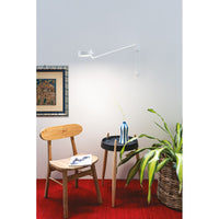 Zafferano SUPER O Lampada a led da parete con braccio Bianca ricaricabile e dimmerabile