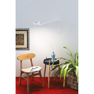 Zafferano SUPER O Lampada a led da parete con braccio Bianca ricaricabile e dimmerabile