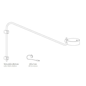 Zafferano SUPER O Lampada a led da parete con braccio Bianca ricaricabile e dimmerabile