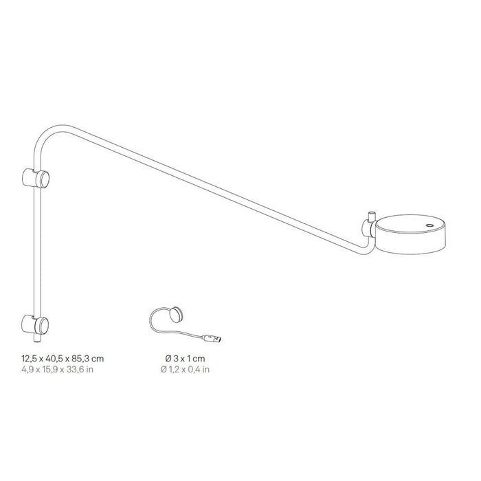 Zafferano SUPER O Lampada a led da parete con braccio Bianca ricaricabile e dimmerabile
