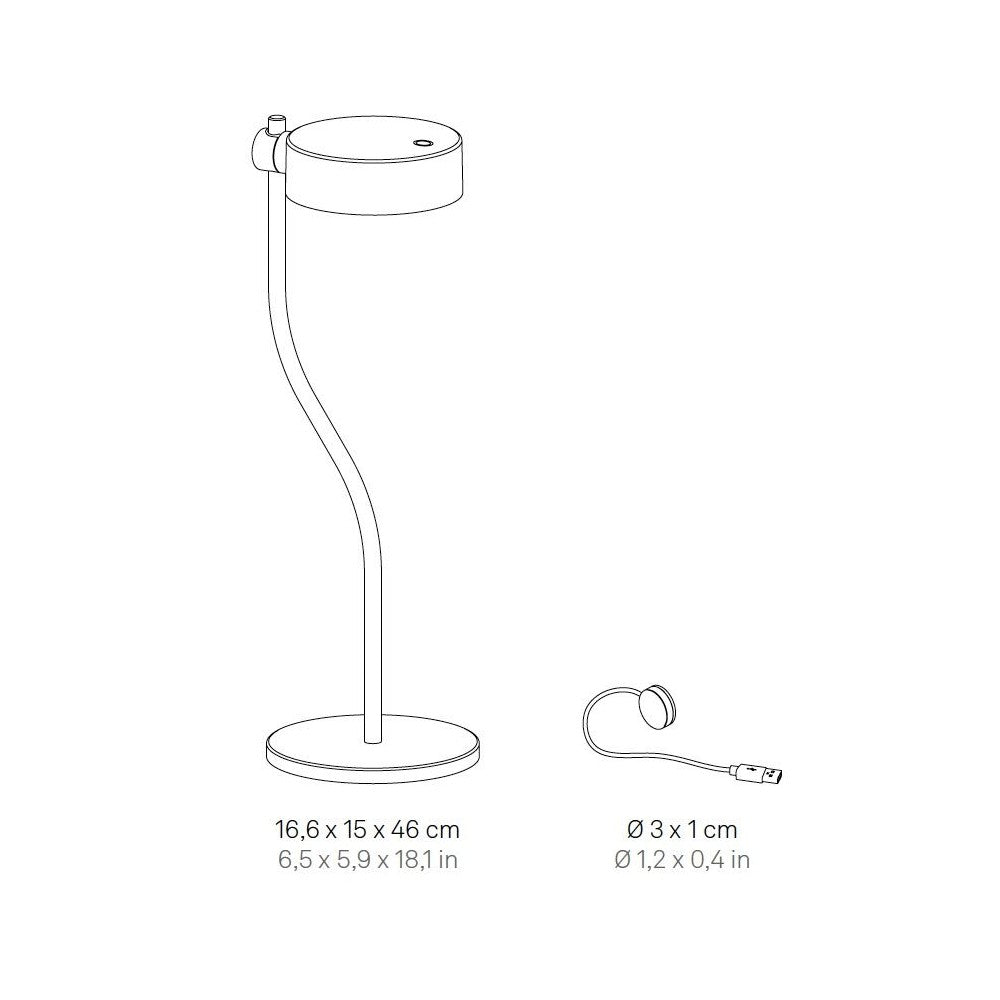 Zafferano SUPER O Lampada a led da tavolo Bianca ricaricabile e dimmerabile