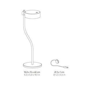 Zafferano SUPER O Lampada a led da tavolo Bianca ricaricabile e dimmerabile