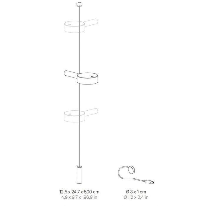 Zafferano SUPER O Lampada a led sospesa Bianca ricaricabile e dimmerabile - 2 Moduli Luce