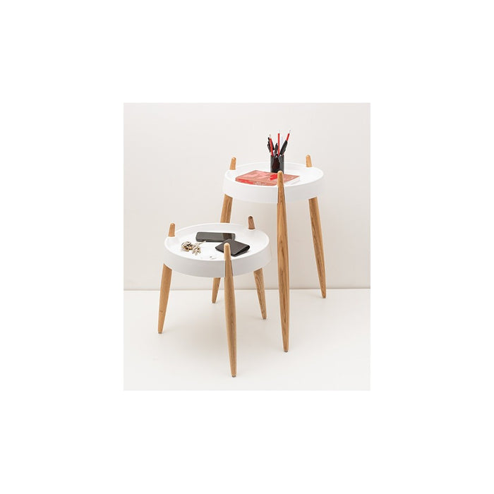 Zafferano Tavolino LIOLÀ h47cm Bianco - Frassino naturale