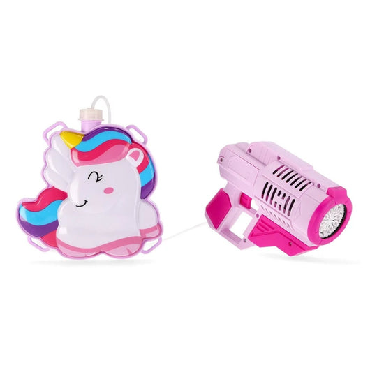 Trade Shop - Zainetto Con Pistola Sparabolle Sapone Bottiglia 150ml Unicorno Gioco Per Bambine 807663a -