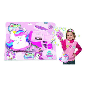 Trade Shop - Zainetto Con Pistola Sparabolle Sapone Bottiglia 150ml Unicorno Gioco Per Bambine 807663a -