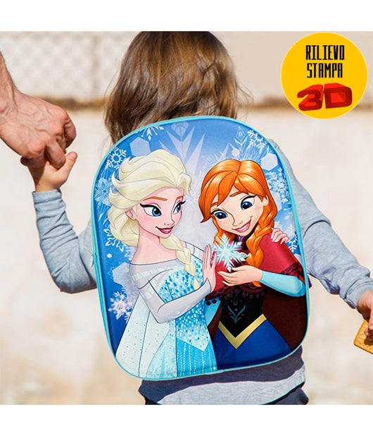 Zainetto Frozen Elsa Anna Stampa Rilievo 3d Bambine Scuola Asilo Tempo Libero         