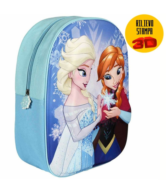 Zainetto Frozen Elsa Anna Stampa Rilievo 3d Bambine Scuola Asilo Tempo Libero         