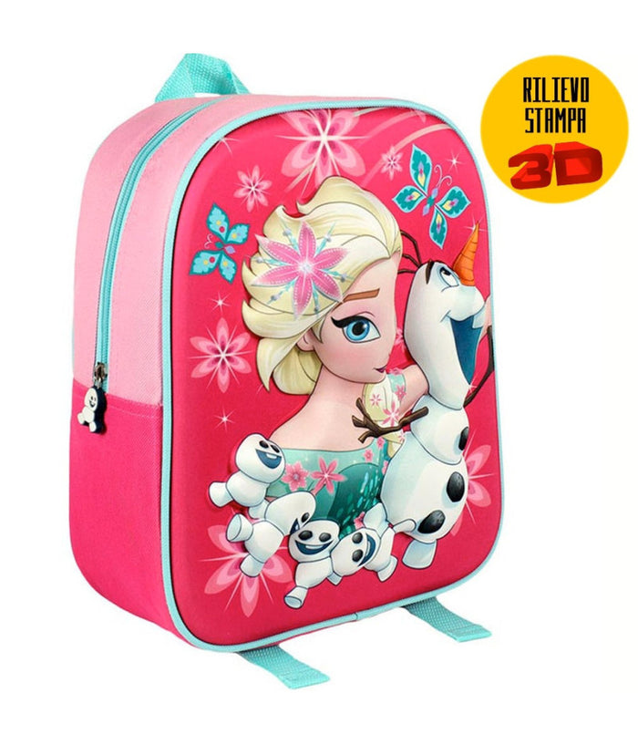 Zainetto Frozen Elsa Olaf Stampa Rilievo 3d Bambine Scuola Asilo Tempo Libero         