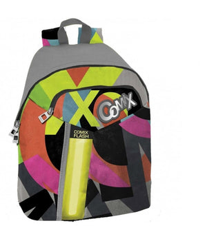 Zaino Americano Comix Flash Per Scuola Media Colore Grigio Fluo Con Doppia Tasca         