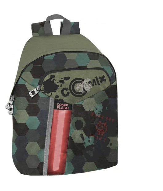 Zaino Americano Comix Flash Scuola Media Colore Verde Mimetico Camo Mimetica         