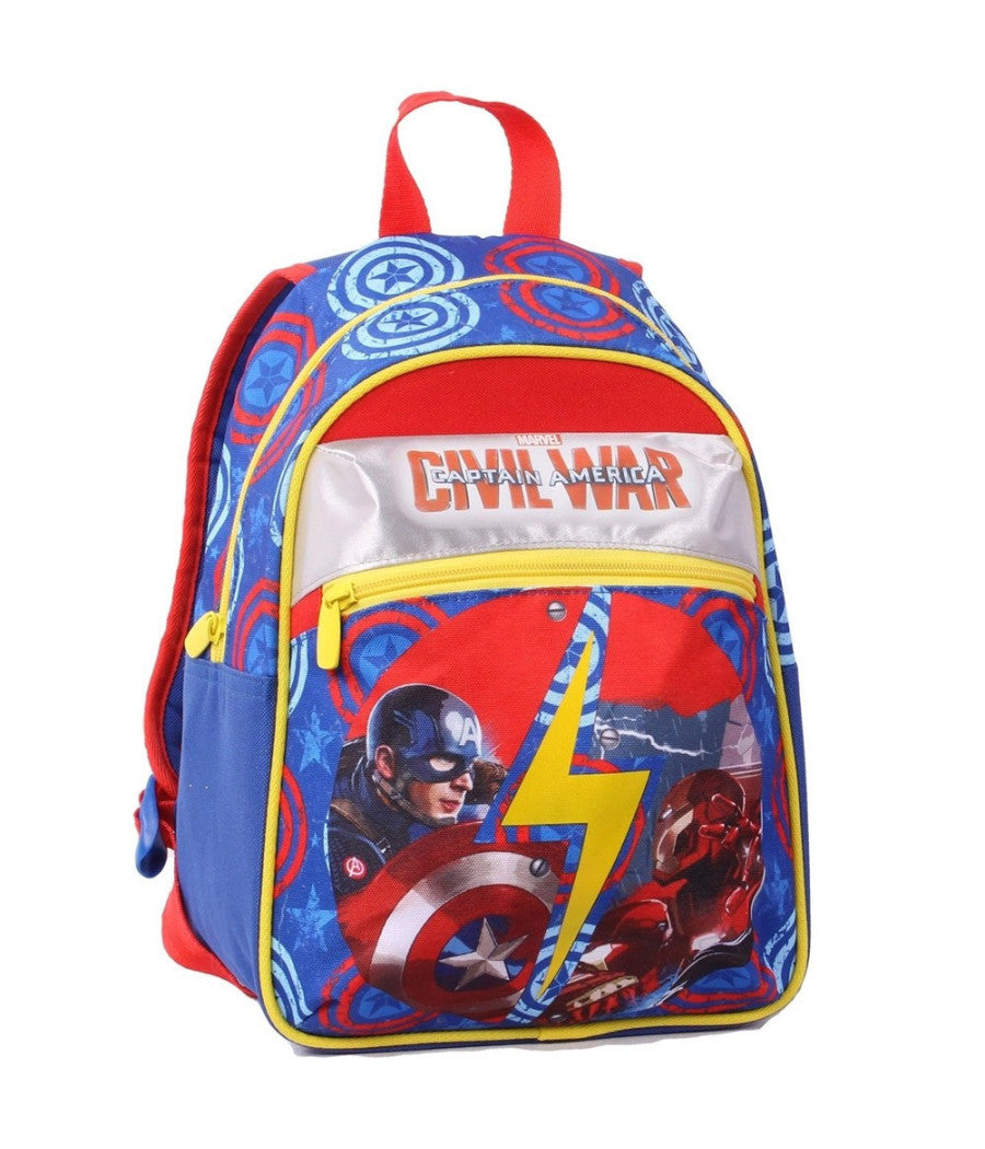 Zaino Capitan America Civil War Marvel Blu Per Scuola Asilo E Tempo Libero 30cm         