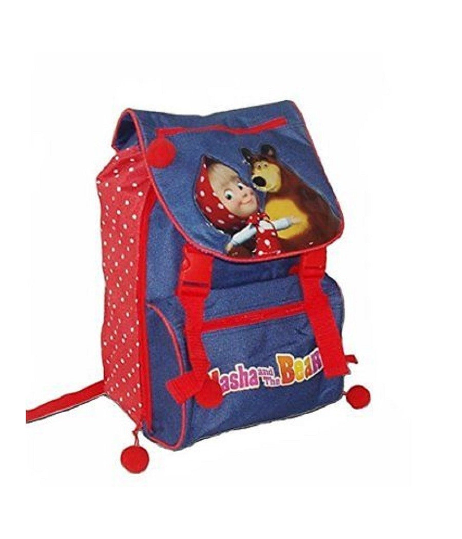 Zaino Estensibile Scuola Elementare E Media Zainetto 38x28x13 Cm Masha E Orso         