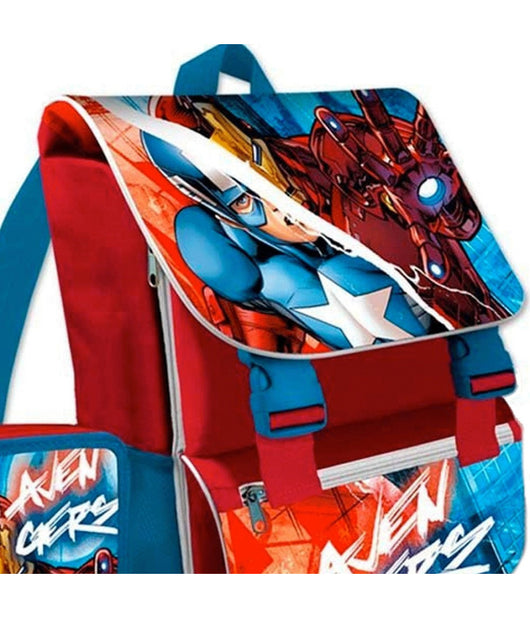 Zaino Scuola Estensibile Avengers Cartella + Astuccio Completo 3 Zip Elementari         
