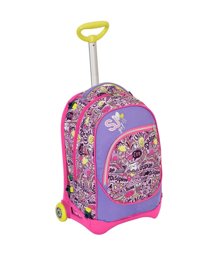 Zaino Scuola Ragazzi Trolley 3in1 Jack Sj Con Carrello Rimovibile Rosa         