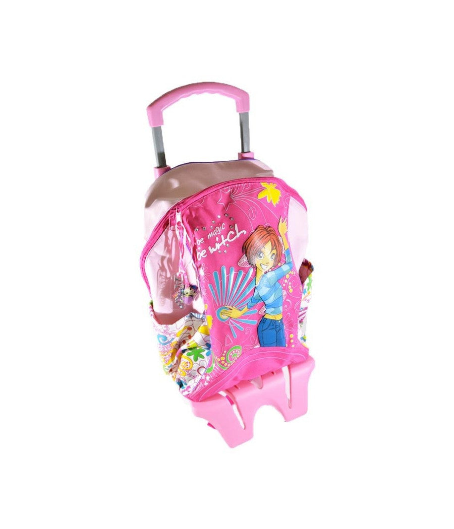 Zaino Trolley Big Witch Rosa E Fucsia Schienale Imbottito Con Manico Estraibile         