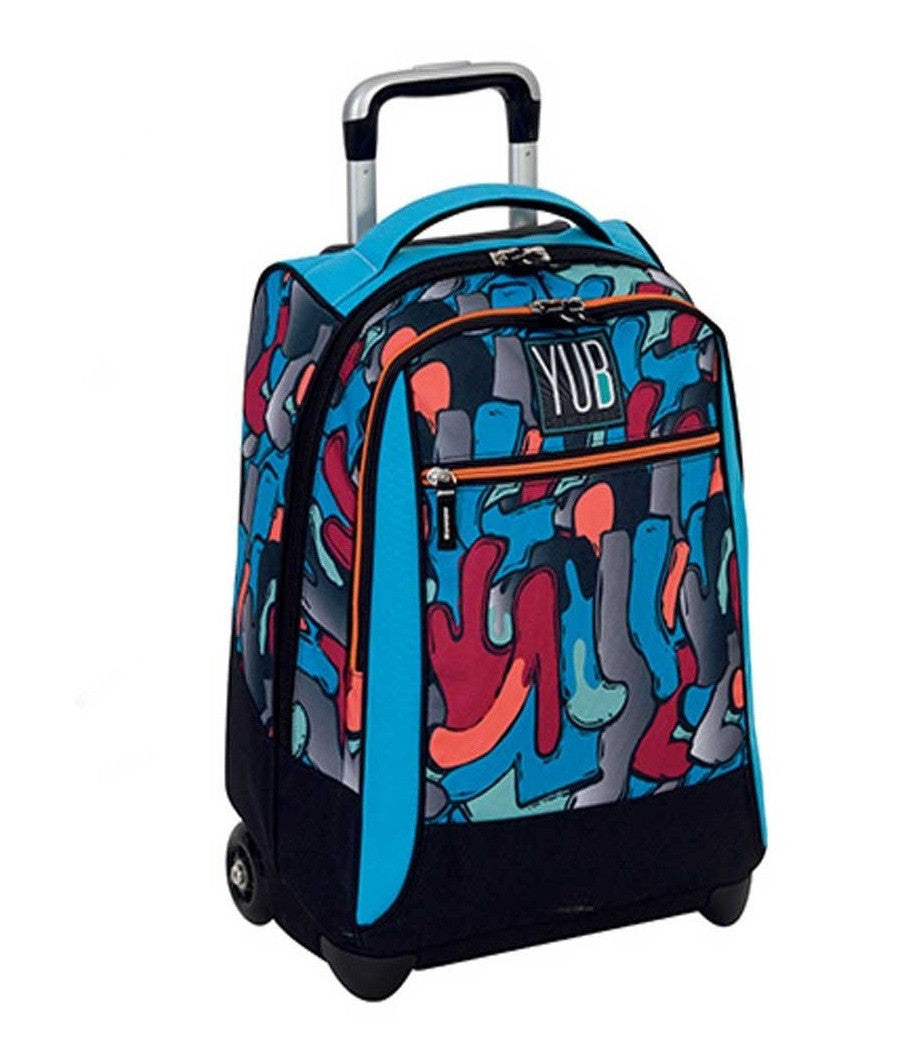 Zaino Trolley Yub Murales Boy Blu Fantasia Ragazzi Scuola Viaggi         