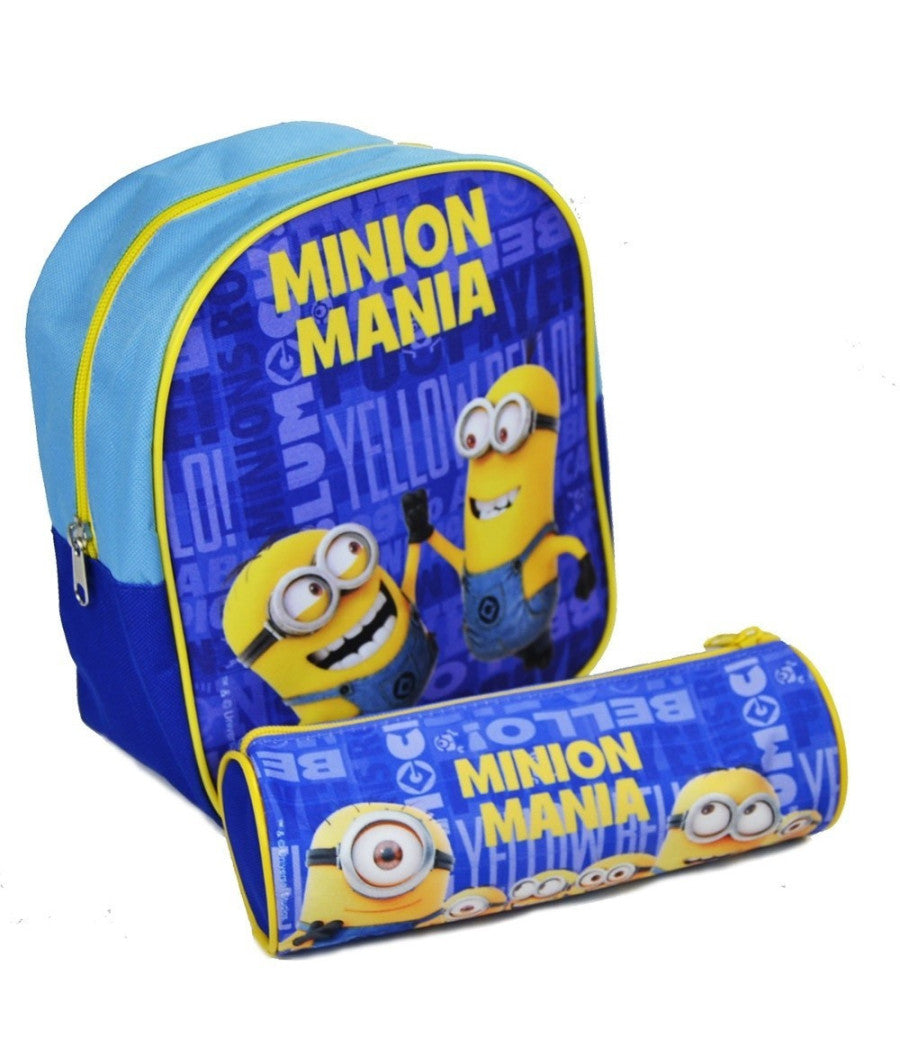 Zaino Zainetto Asilo Minons Mania + Astuccio Tombolino Kit Scuola         