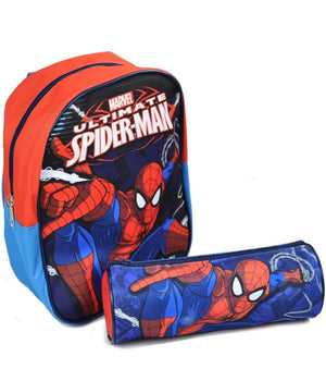 Zaino Zainetto Asilo Spiderman + Astuccio Tombolino Kit Scuola Bambini         